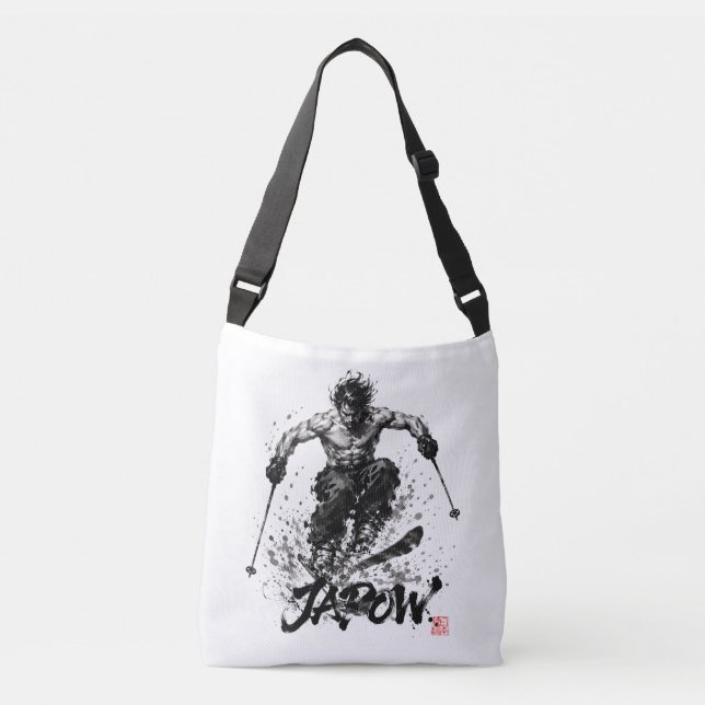 Bolsa Ajustável Snowboard Brush Art - Skier Samurai Musashi Ski (Frente)