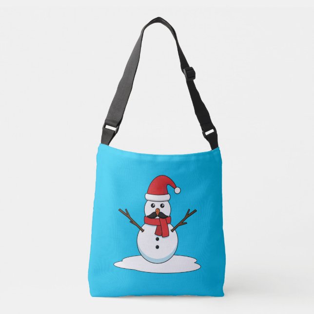 Bolsa Ajustável Snowman engraçado com bigode e papagaio (Frente)