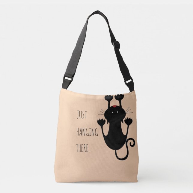 Bolsa Ajustável Só pendurado ali um desenho de um gato preto. (Frente)
