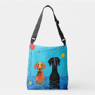 Bolsa Ajustável Sob o Horizonte Azul - Cães Surrealistas Coloridos