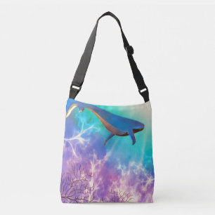 Bolsa Ajustável Sob O Mar Azul Baleia Oceânica Aquarela