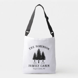 Bolsa Ajustável Sobrenome Cabana Rústico País Árvores Elegante