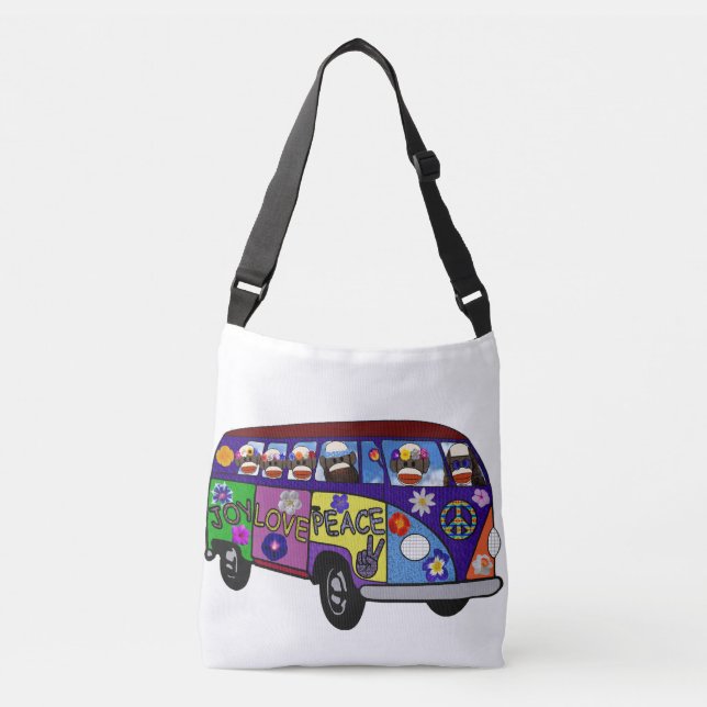 Bolsa Ajustável Sock Monkey Peace Bus  (Frente)