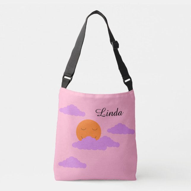 Bolsa Ajustável Sol Poente com Nuvens: Rosa Cravo (Frente)