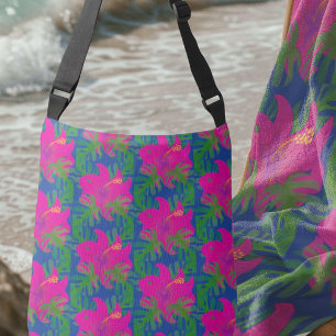 Bolsa Ajustável Sonhos da Floresta Tropical Hibisco Verde Azul Ros