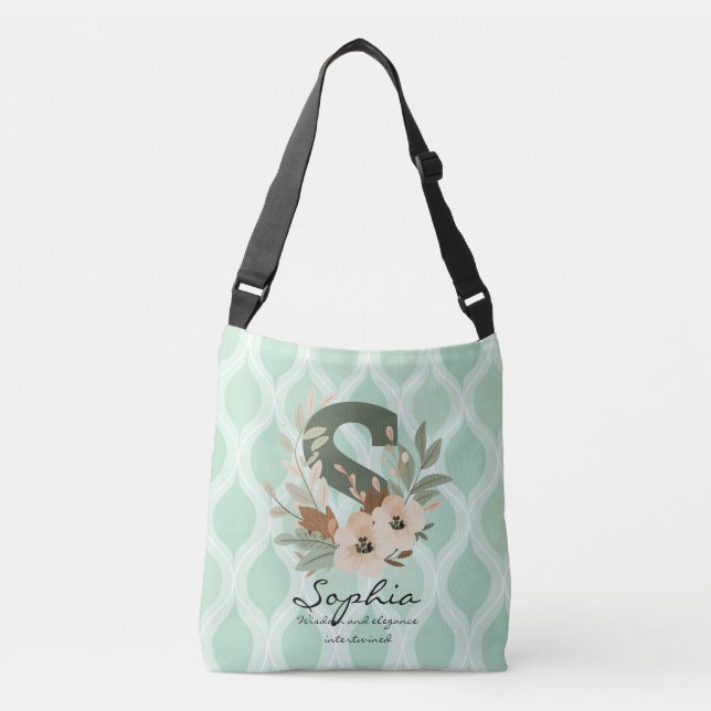 Bolsa Ajustável Sophia's Wise Elegance - Boho Floral Monogram (Frente)