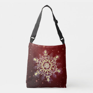 Bolsa Ajustável Sparkling Natal vermelho & Dourado do floco de