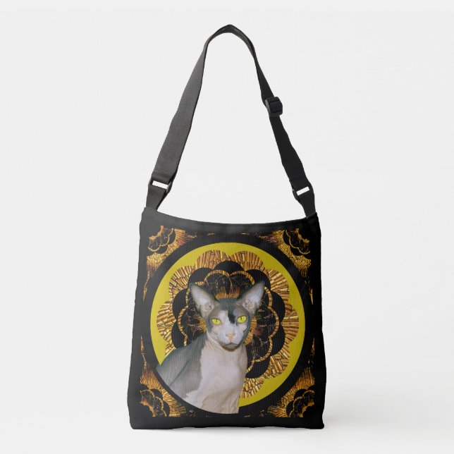 Bolsa Ajustável Sphynx Cat Ninja Boho Retro Hippie (Frente)