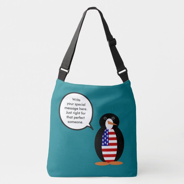 Bolsa Ajustável Srta. Pinguim Personalizada EUA Fala (Frente)