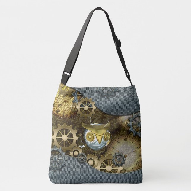 Bolsa Ajustável Steampunk, coruja   mecânica impressionante (Verso)