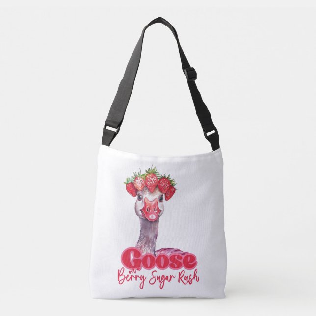 Bolsa Ajustável Strawberry Goose Funny Goose with Strawberries (Frente)