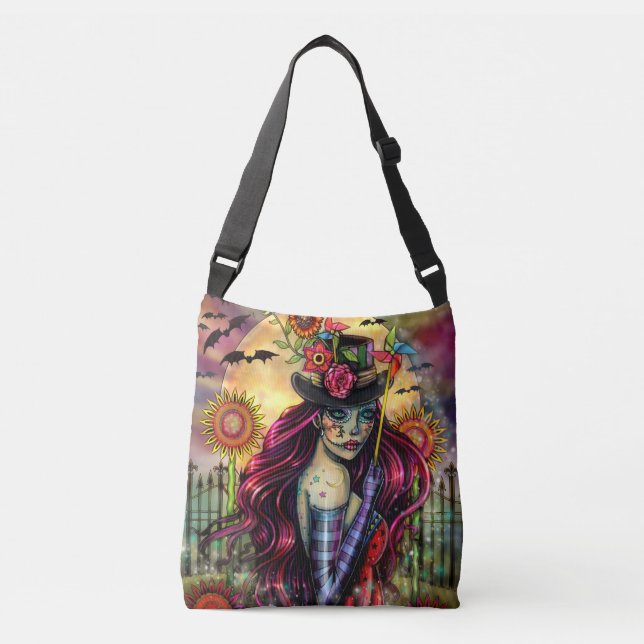 Bolsa Ajustável Sugar Skull Girl Fantasy Halloween Art (Frente)