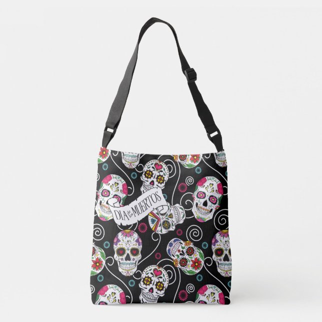 Bolsa Ajustável Sugar Skulls and Swirls Black ID725 (Verso)