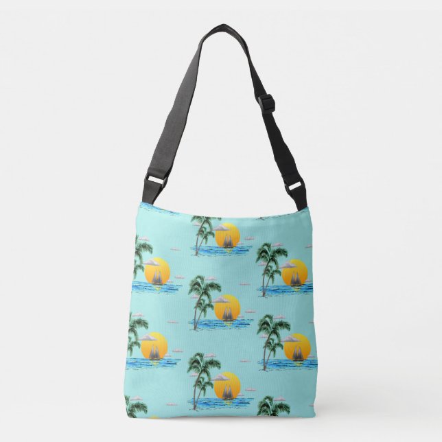 Bolsa Ajustável Summer Sailboat Sunset Nautical Coastal (Frente)