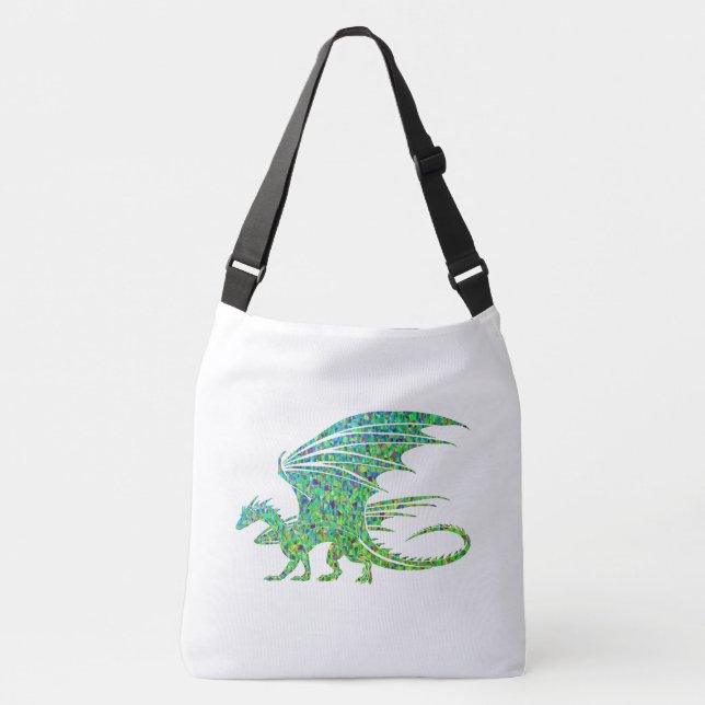 Bolsa Ajustável Surpreendente Dragão Verde Mosaico (Frente)