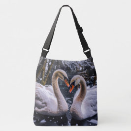 Bolsa Ajustável Swans Românticos em uma Terra Maravilha de inverno