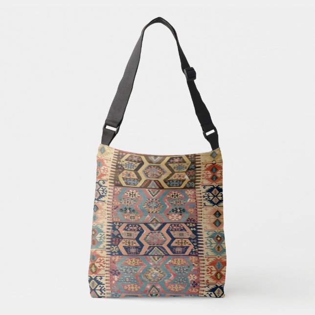 Bolsa Ajustável Tapete Turco Antigo Kilim (Frente)