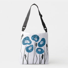 Bolsa Ajustável Teal Blue Poppies Crossbody
