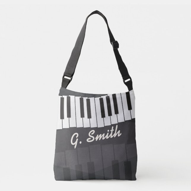 Bolsa Ajustável Teclado Piano Preto e Branco Personalizado. Adicio (Frente)