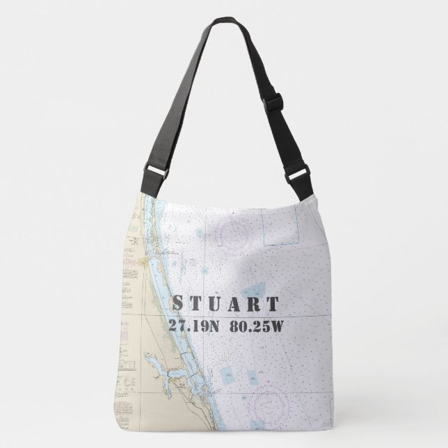 Bolsa Ajustável Tema Náutico de Longitude do Stuart Florida Latitu (Frente)