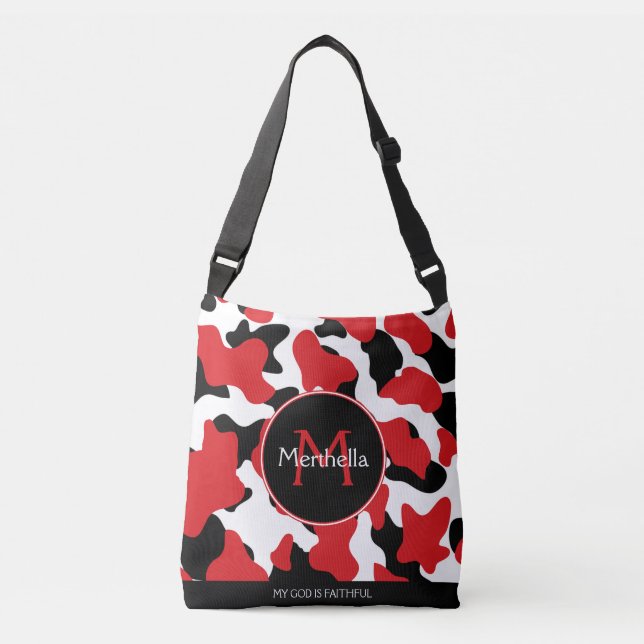 Bolsa Ajustável Tendência Red Black Cow Impressão Monograma (Frente)