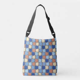 Bolsa Ajustável Tendência Retro Azul Laranja e Círculos Amarelos D