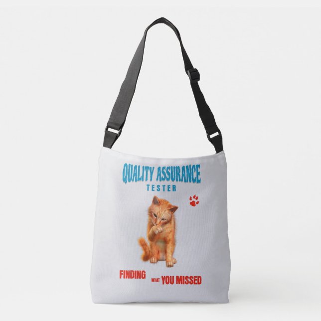 Bolsa Ajustável Testador de QA Humor de Gato (Frente)