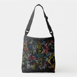 Bolsa Ajustável teste padrão criativo de nomes coloridos (seus