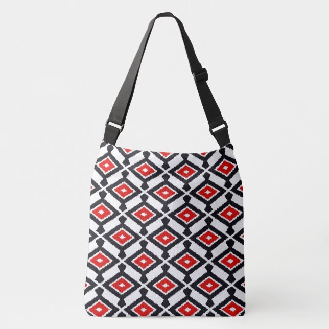 Bolsa Ajustável Teste padrão de Ikat - obscuridade - vermelho, (Frente)