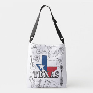 Bolsa Ajustável Texas Illustration Doodles do Texas Pattern