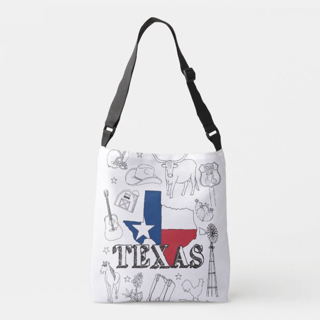 Bolsa Ajustável Texas Illustration Doodles do Texas Pattern (Verso)