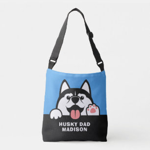 Bolsa Ajustável Texto personalizado de Cute Siberian Husky