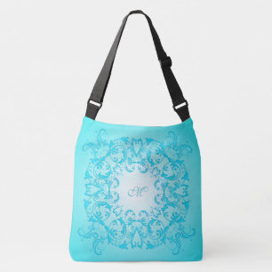 Bolsa Ajustável Textura barroco do inclinação de turquesa.