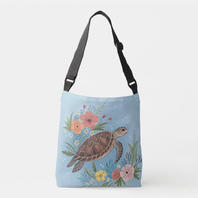 Bolsa Ajustável The illustration of a sea turtle (Frente)