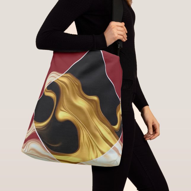 Bolsa Ajustável The Royal Flow: Regal Crimson & Gold Luxury Achemp (Close Up)