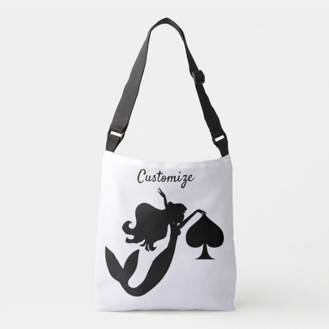 Bolsa Ajustável Thunder_Cove de Silhuette de Sereia Preta (Frente)