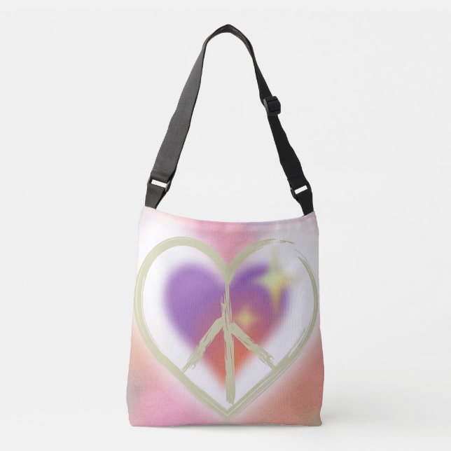 Bolsa Ajustável Tie Dyed Heart Peace Sign (Frente)