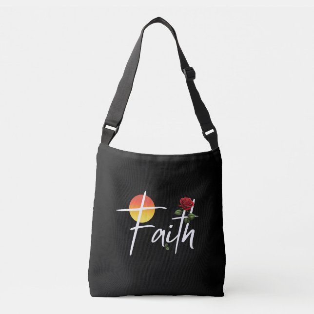 Bolsa Ajustável Tipografia de Fé com Rosas (Frente)