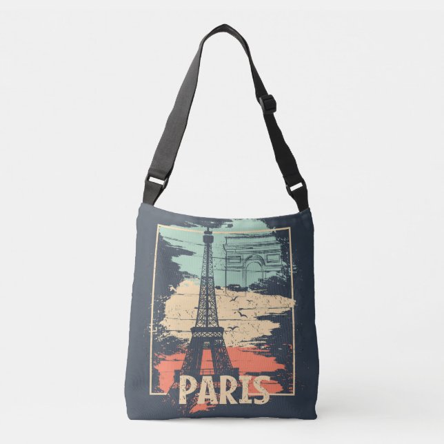 Bolsa Ajustável Tipografia de Paris: abstrato Eiffel poster. (Frente)