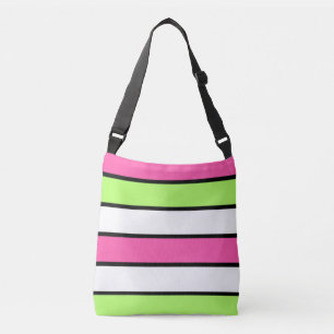 Bolsa Ajustável Tiras cor-de-rosa quente, Verde limão, pretas e b