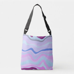 Bolsa Ajustável Tiras de onda cor-de-rosa, azuis e roxas