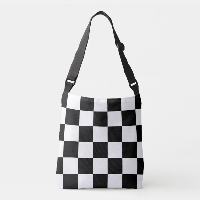Bolsa Ajustável Toda sobre - teste padrão Checkered preto e branco (Frente)