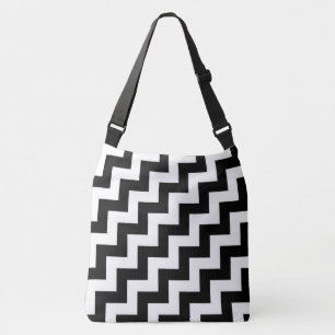 Bolsa Ajustável Toda sobre - ziguezagues diagonais preto e branco