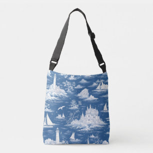 Bolsa Ajustável Toile de Jouy náutica azul