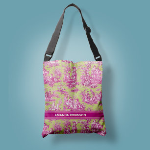Bolsa Ajustável Tóile de jouy verde-rosa Elegante