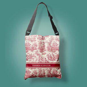 Bolsa Ajustável Tóile vermelha de jouy, em folha