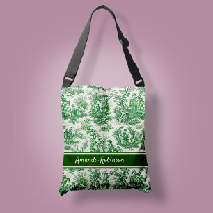 Bolsa Ajustável Torno branco verde-vivo de jouy impresso