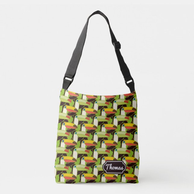 Bolsa Ajustável Toucans colorido | adiciona seu nome (Frente)
