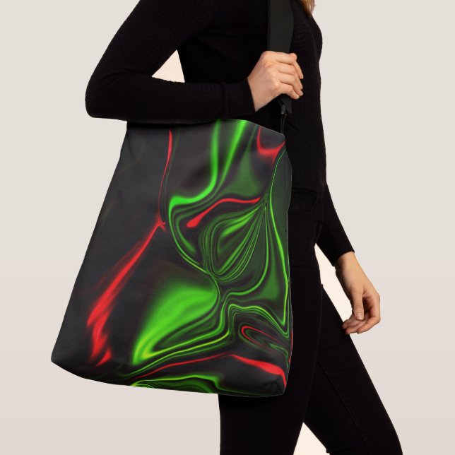 Bolsa Ajustável Traços curvos verdes e vermelhos sobre fundo verde (Close Up)
