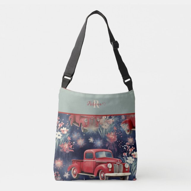 Bolsa Ajustável Trendy Monograma Vintage Red Truck (Frente)
